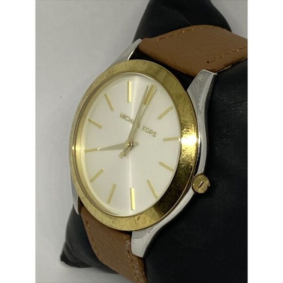 Michael Kors Slim Runway MK-3198 Women's Brown Leather Analog Dial Watch EY110 - Picture 4 of 12